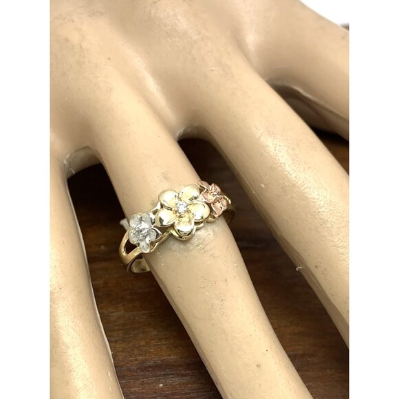Floral Cocktail Ring 14k Yellow Gold Estate Jewelry Women's Size 9 - Picture 6 of 13